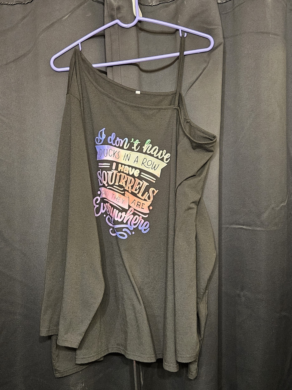 Off-Shoulder Black Graphic Long Sleeve Top - Rainbow Script Size 8XL (30-32)